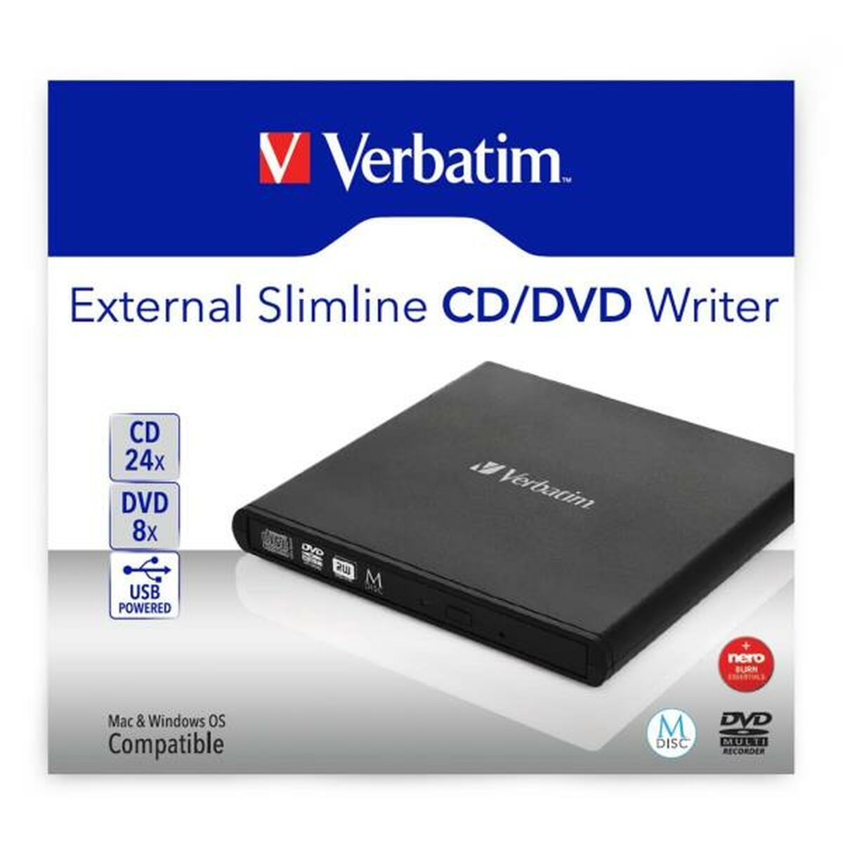 External Recorder Verbatim Slimline CD/DVD 24x-1