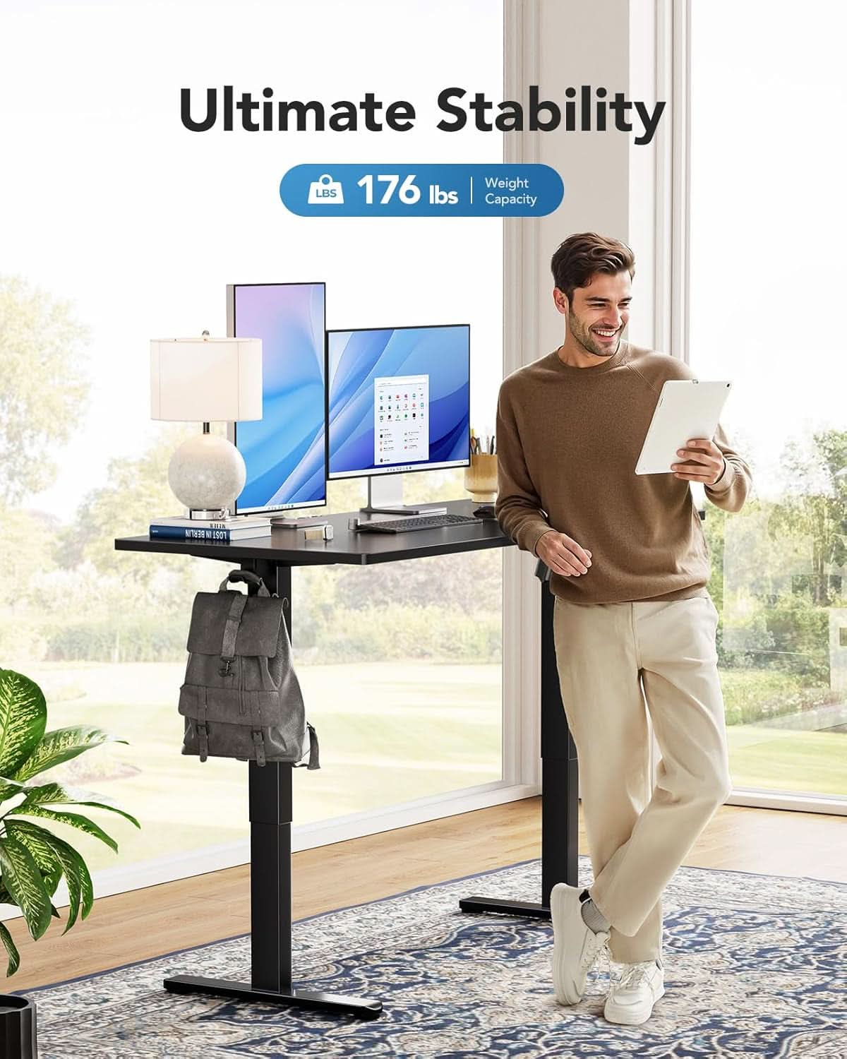 Electric Standing Desk 48x24 Inch Adjustable Height 4 Memory Settings Black-4