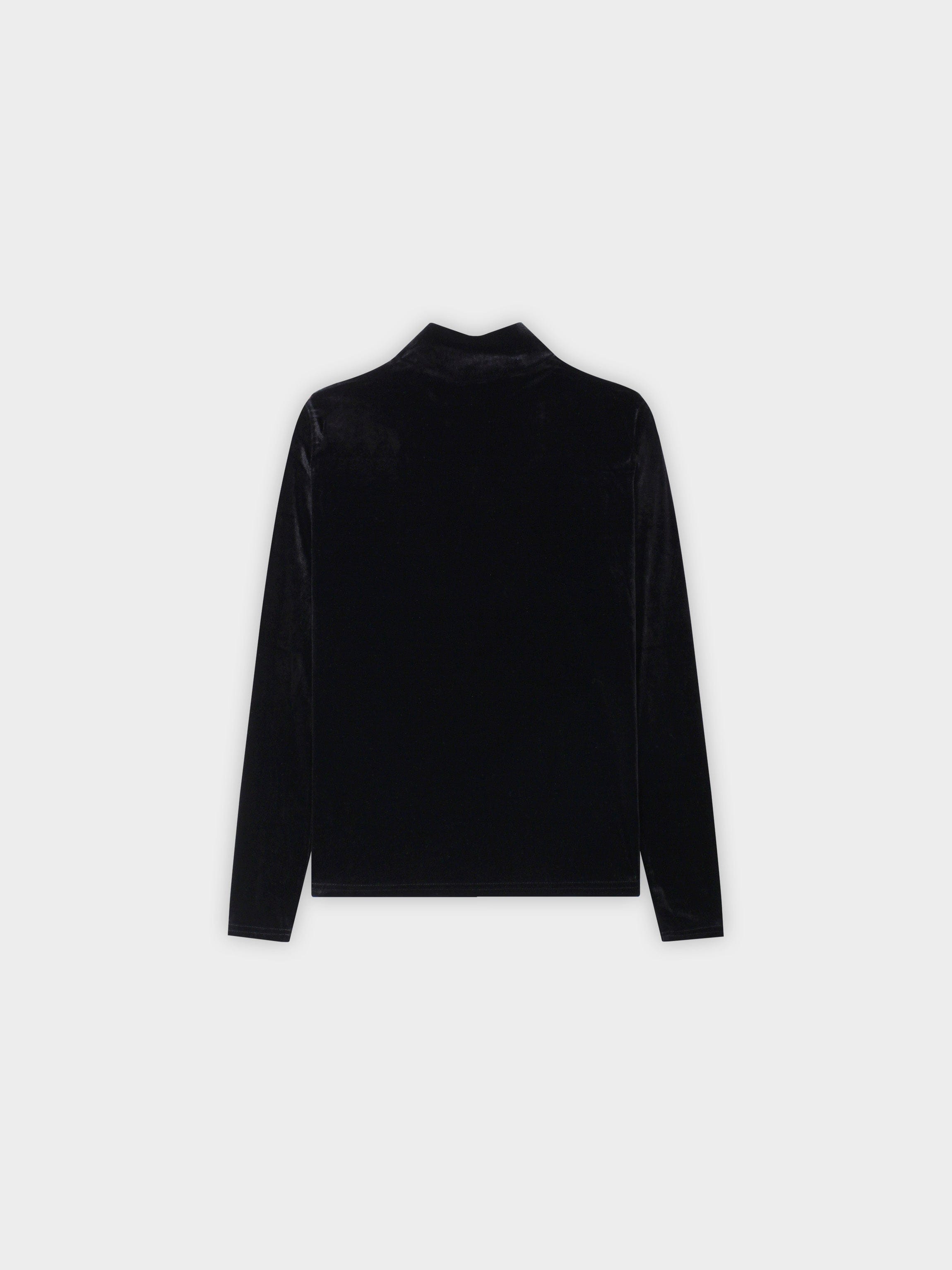 Velour Mock Neck Turtleneck-Black-2