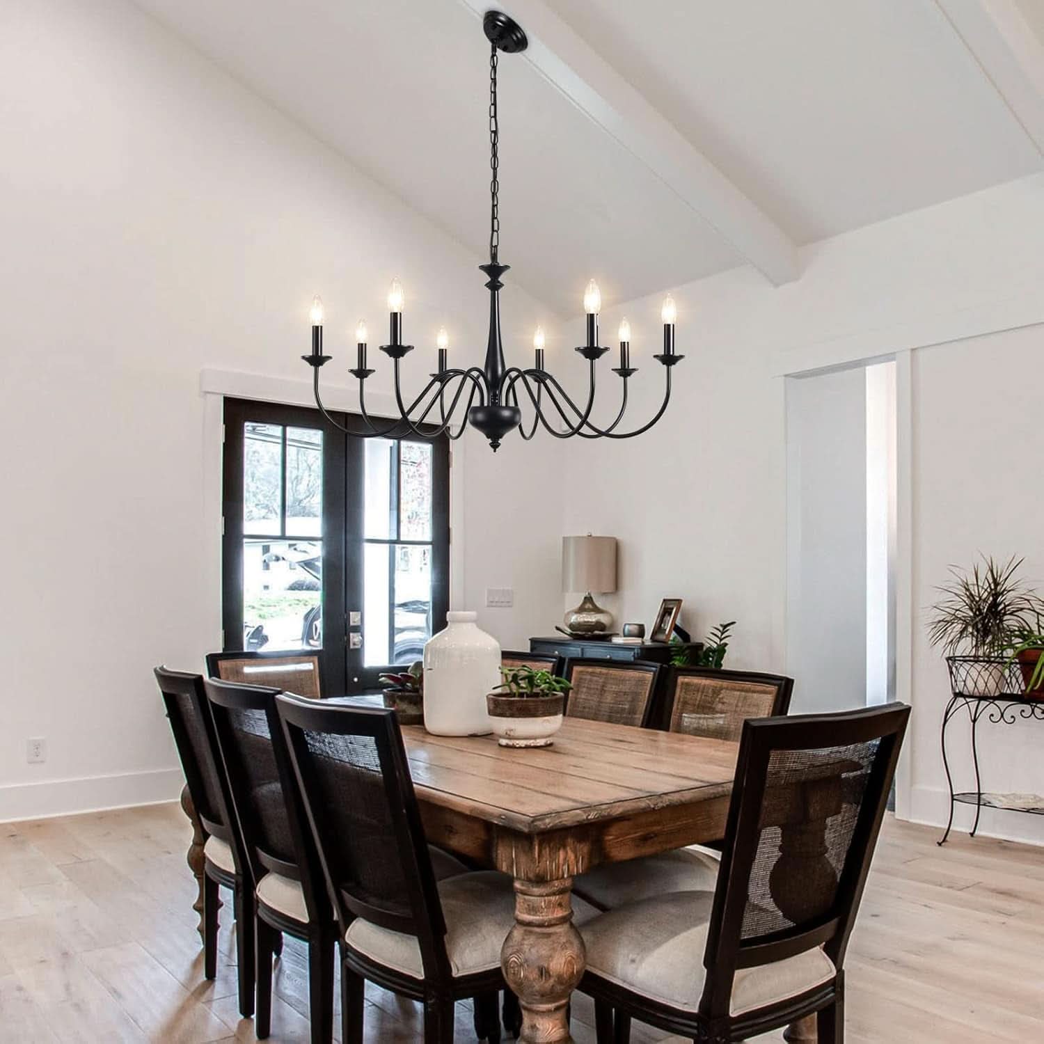 Eight Light Black Farmhouse Chandelier for Dining Room-3
