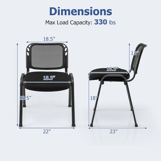 Set of 5 Stackable Conference Chairs with Mesh Back-2