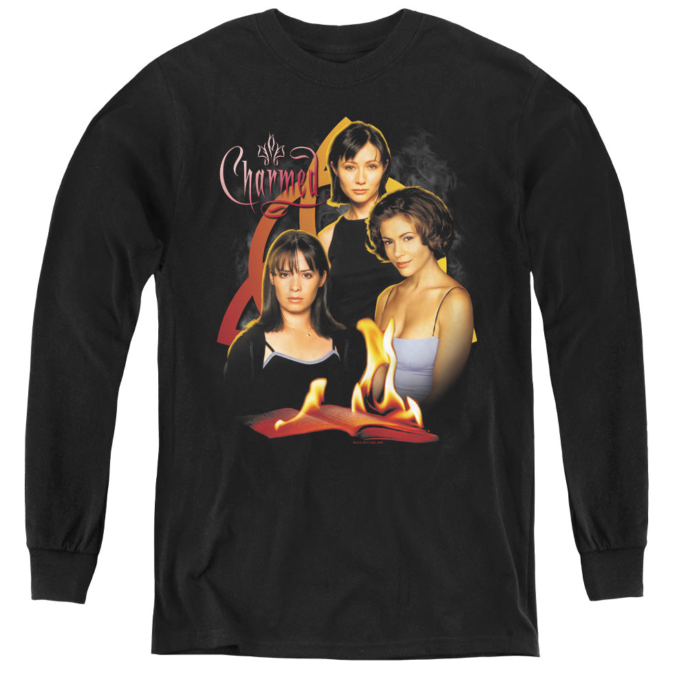 Charmed Original Three Long Sleeve Kids Youth T Shirt Black Officially Licensed