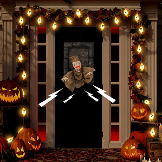 Halloween Hanging Animated Zombie Prisoner Decoration Sound-Activated-0