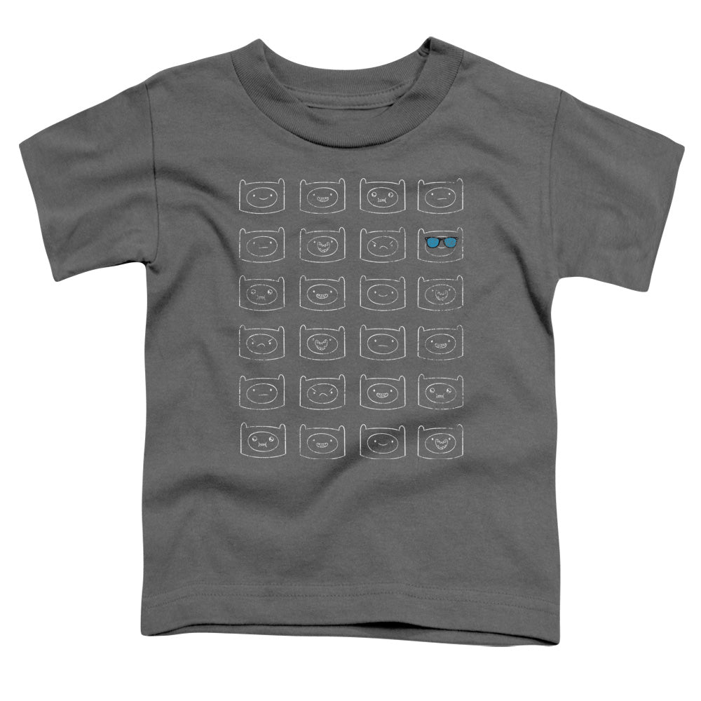Adventure Time Finn Faces Toddler Kids Youth T Shirt Charcoal Officially Licensed