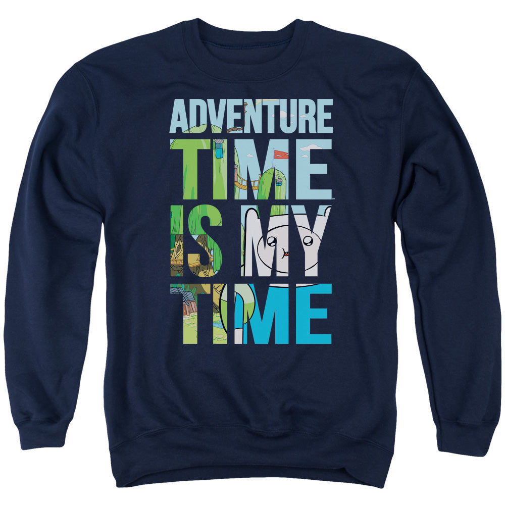 Adventure Time My Time Mens Crewneck Sweatshirt Navy Blue Officially Licensed