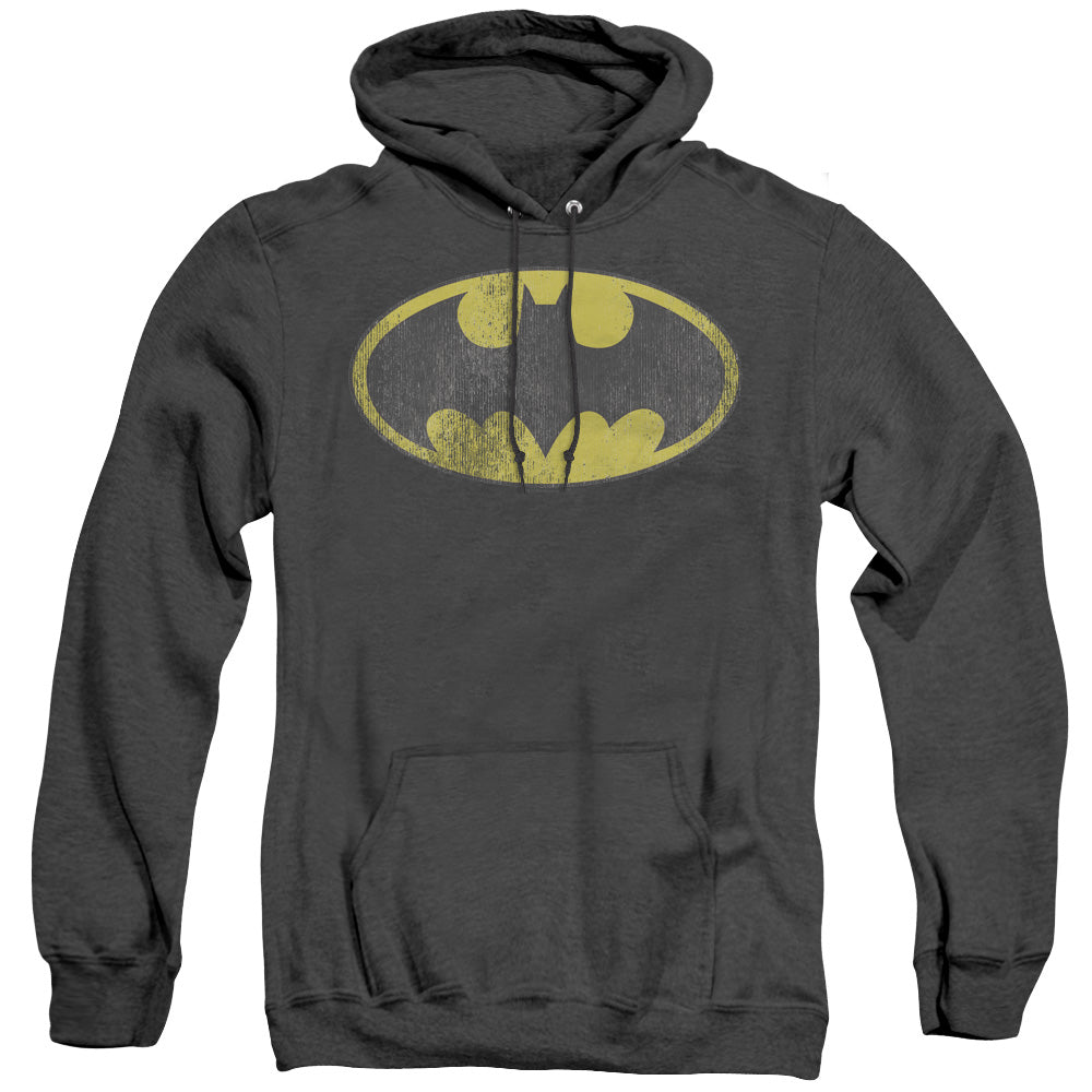 Dc Retro Bat Logo Distressed Mens Heather Hoodie Black Officially Licensed