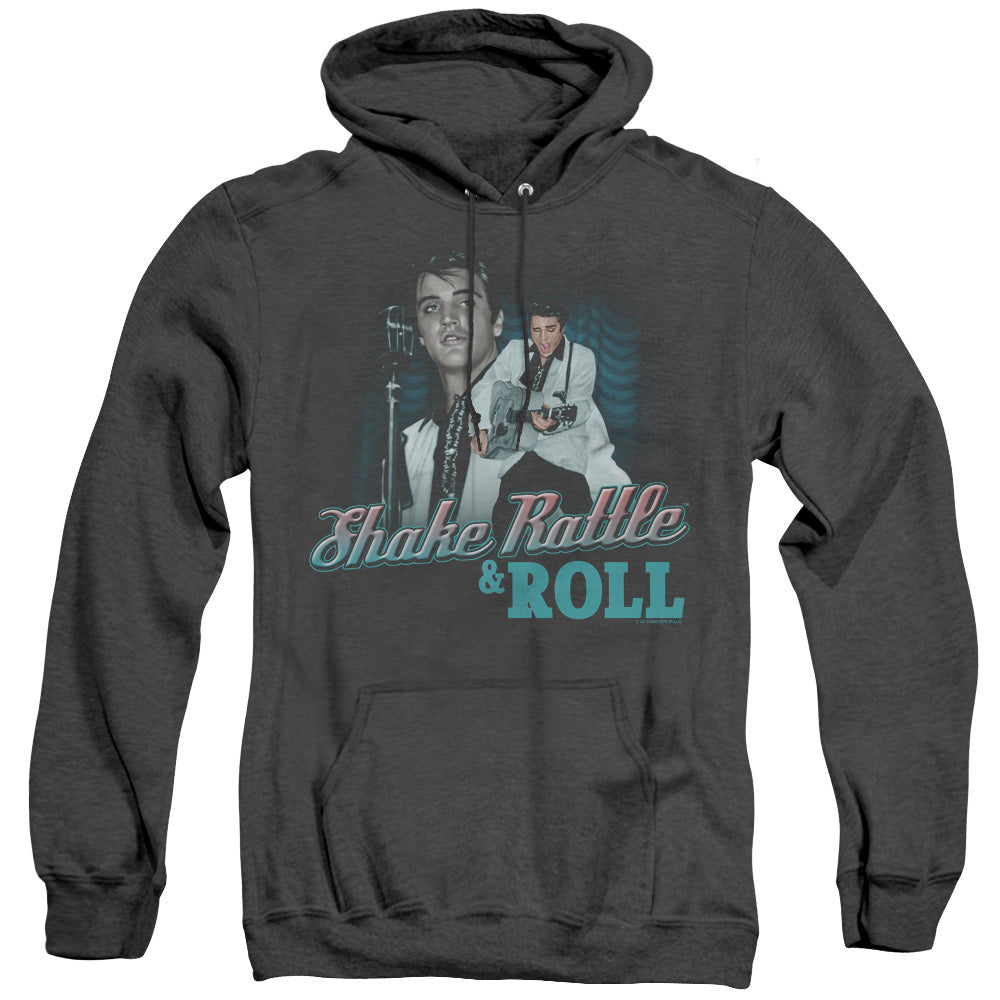 Elvis Presley Shake Rattle & Roll Mens Heather Hoodie Black Officially Licensed