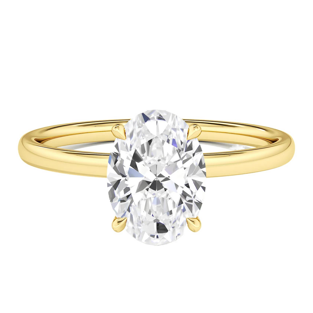 1.50 CTW Oval Cut Certified Moissanite Solitaire Ring in 14kt Yellow Gold Over Sterling Silver-0