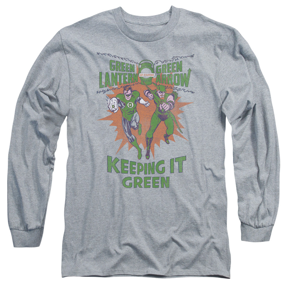 Green Lantern Keeping It Green Mens Long Sleeve Shirt Athletic Heather Officially Licensed