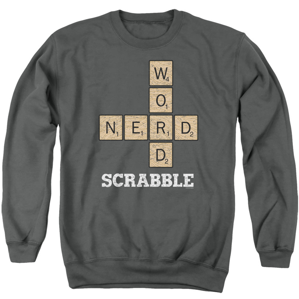 Scrabble Word Nerd Mens Crewneck Sweatshirt Charcoal Officially Licensed