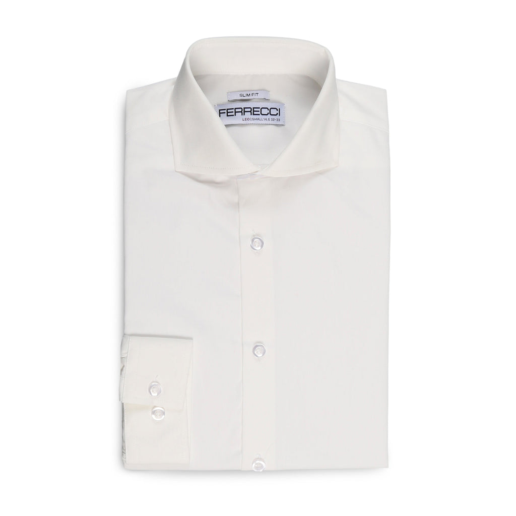 Leo Mens Slim Fit Snow White Dress Shirt-3