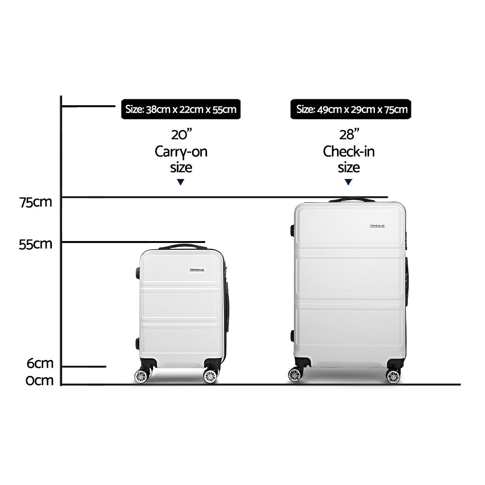 NNEDSZ 2 Piece Lightweight Hard Suit Case Luggage White-1
