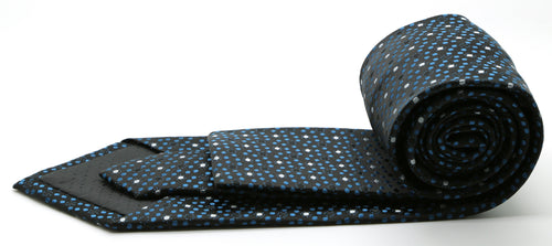Mens Dads Classic Black/Blue Dot Pattern Business Casual Necktie & Hanky Set M-12-1