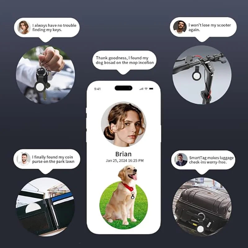 4 Pack Bluetooth GPS Tracker Smart Tag for Luggage Backpack Find My App