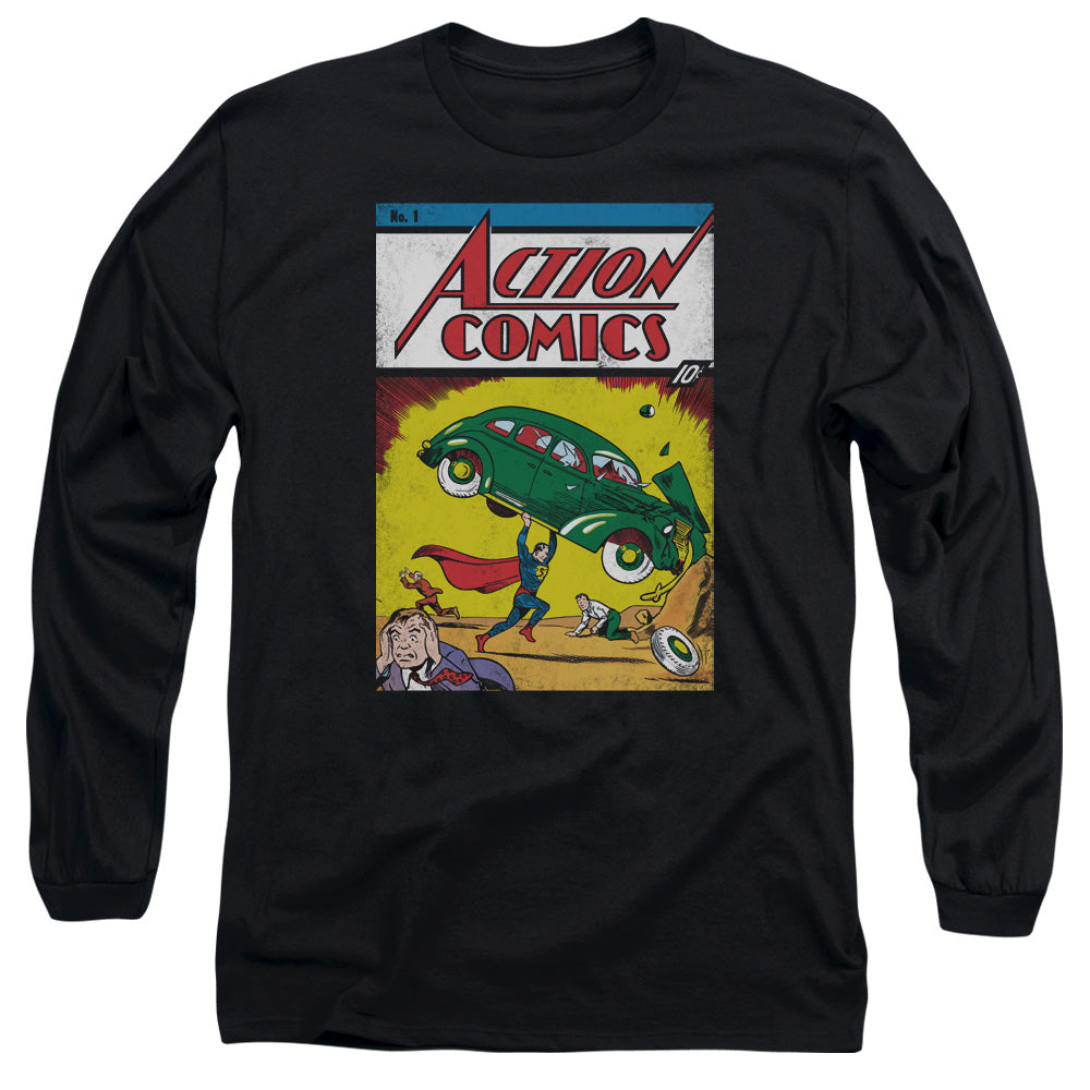 Superman Action No. 1 Mens Long Sleeve Shirt Navy Officially Licensed