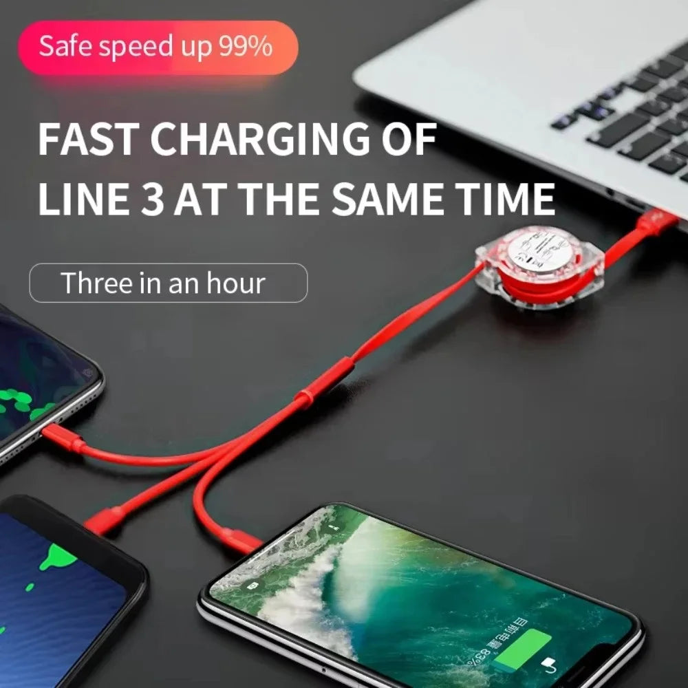 3 in 1 USB Charging Cable | Fast Charging Type C Micro USB iPhone Charger Cord