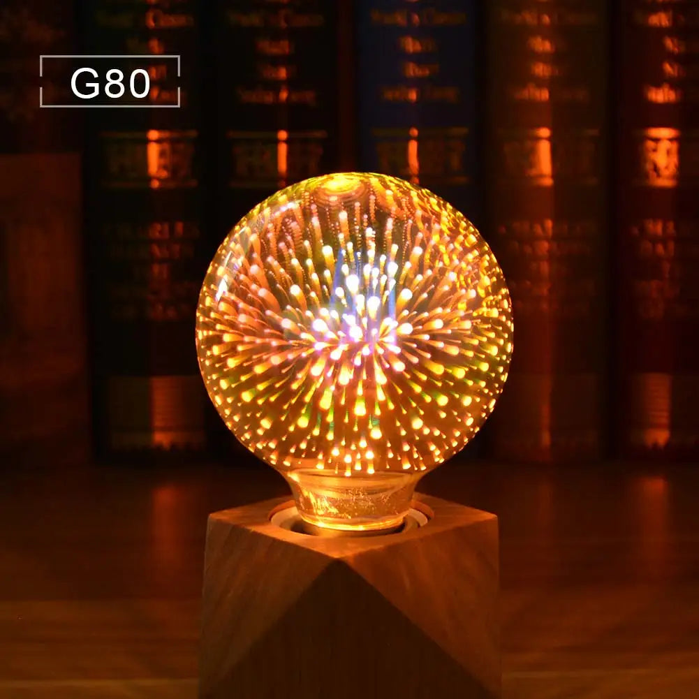 3D Fireworks LED Bulb E27 Vintage Retro Colorful Decorative Light ST64