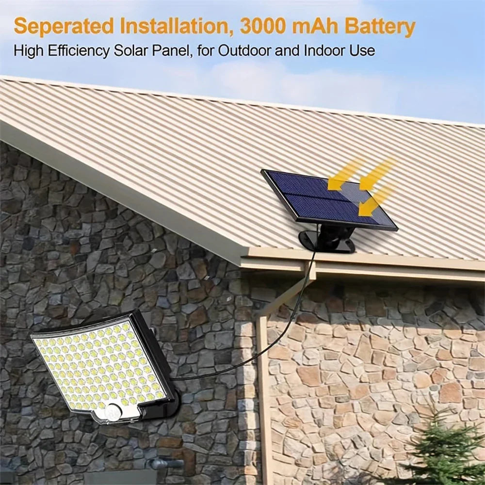 106LED Solar Motion Sensor Outdoor Light Waterproof Security Wall Flood Lamp