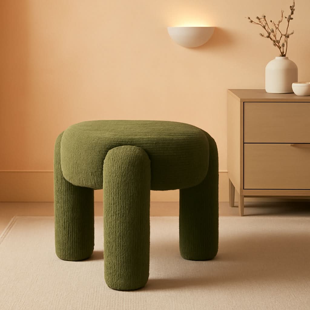 Hugo Twenty Point FiveInch Rounded Moss Green Ottoman-0
