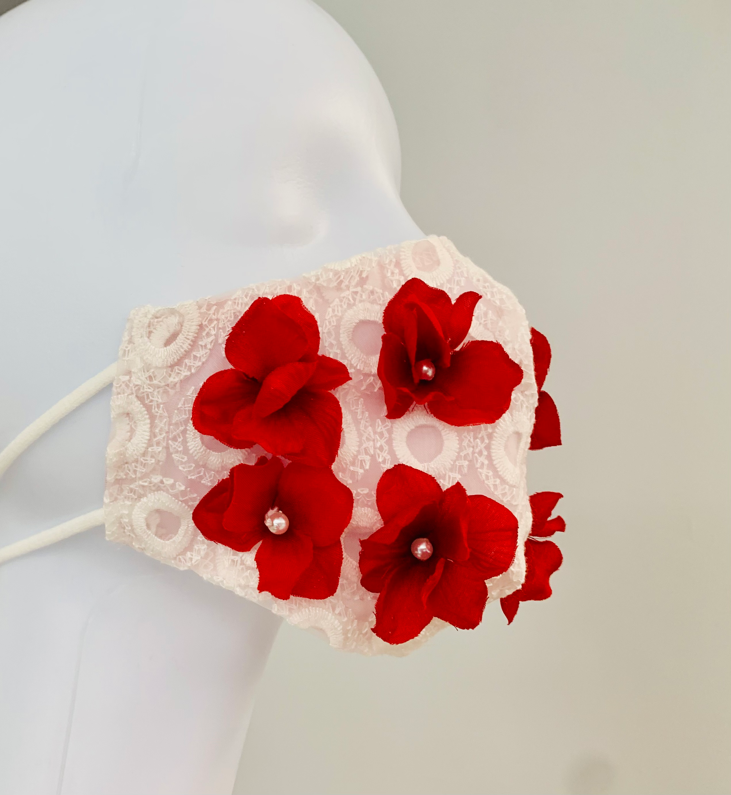 Mask with burgundy flowers-3