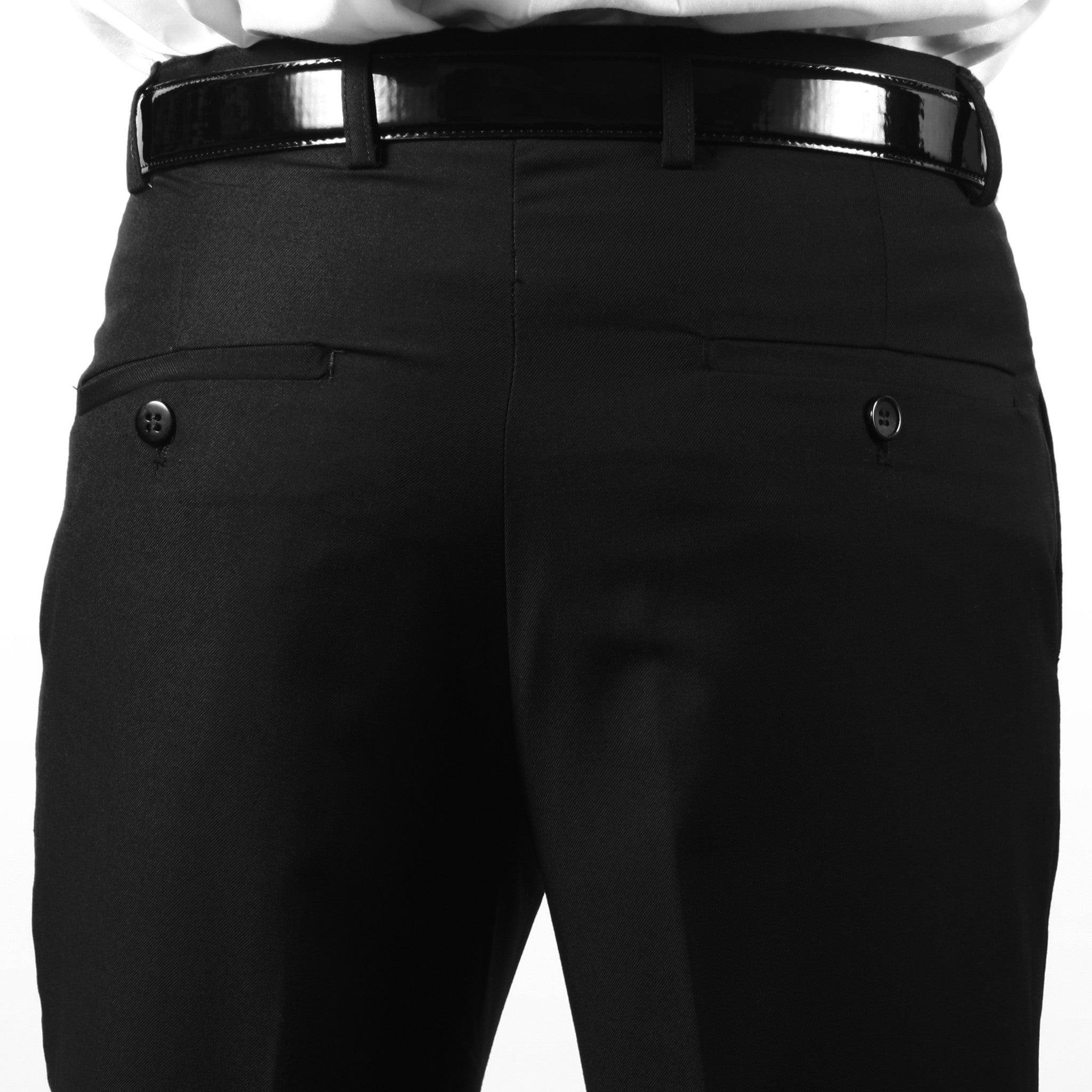 Premium Mens MP101 Black Regular Fit Dress Pants-2