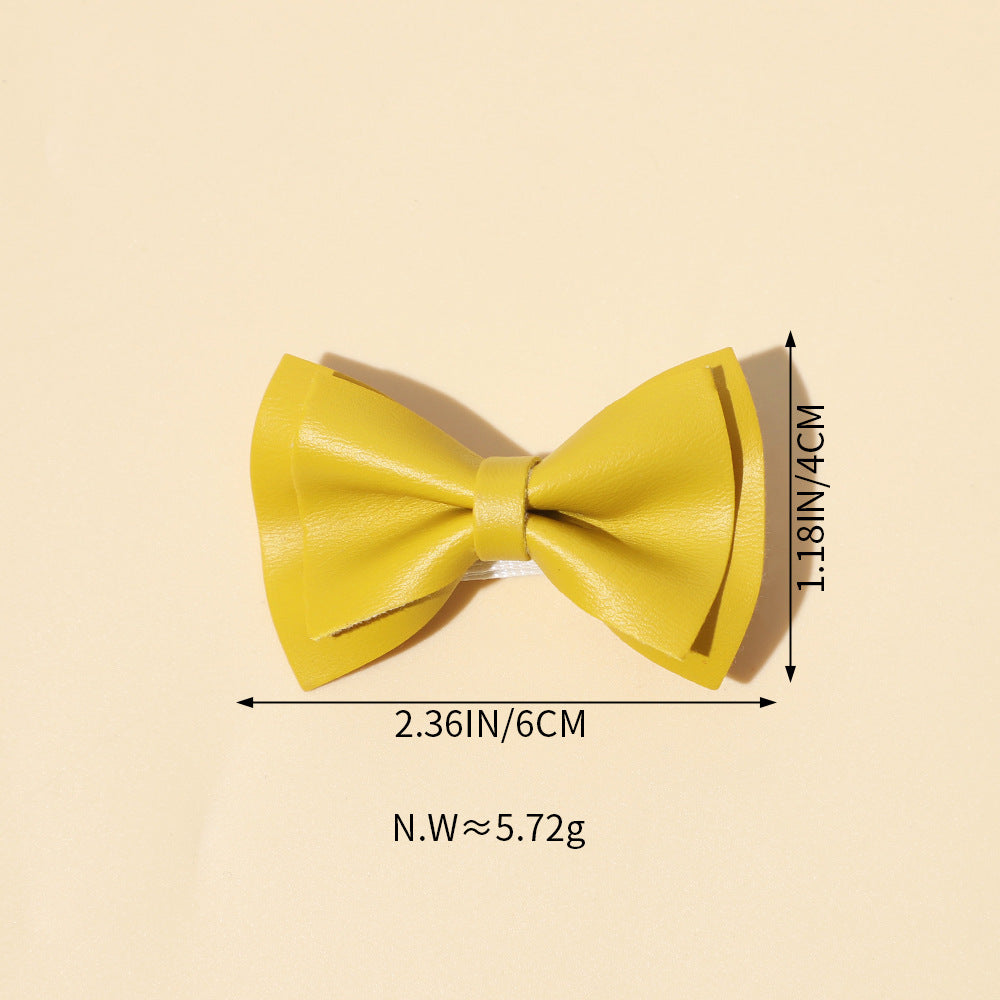 Girls Plain Solid Color Bow Tie Hair Clips Handmade Cloth Accessory-2