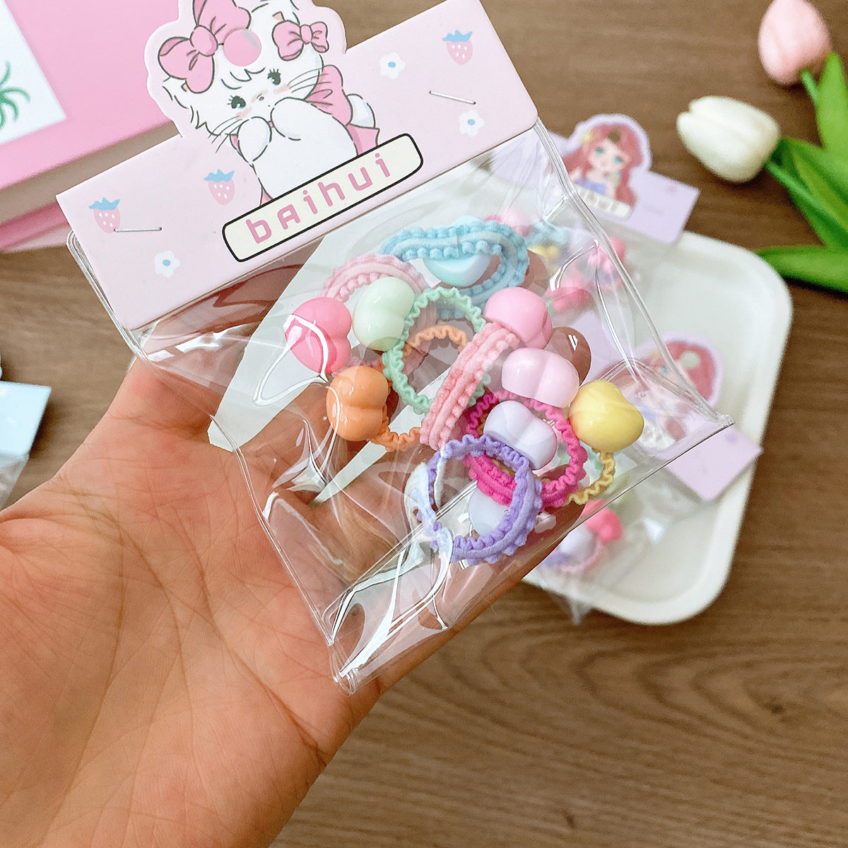 Collection Of Candy-Colored Hair Ties With Lace-3