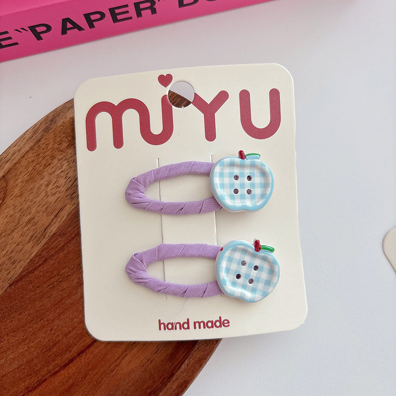 Collection of 2 Versatile Cute Cloth Design Fruits Decorated Hair Clips-1