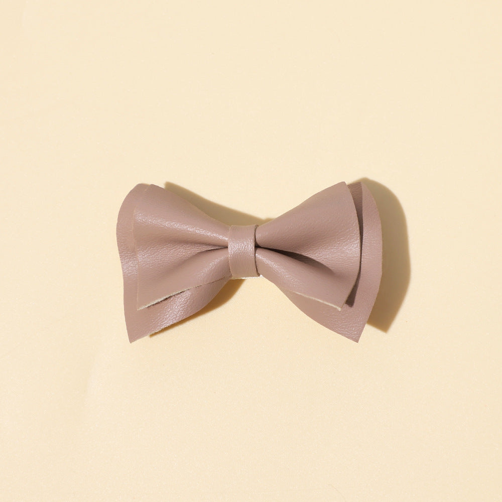 Girls Plain Solid Color Bow Tie Hair Clips Handmade Cloth Accessory-3