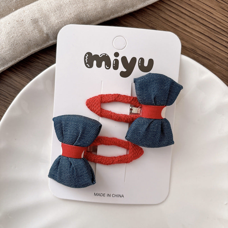 Collection of 2 Versatile Cute Color Patchwork Design Hair Clips-1