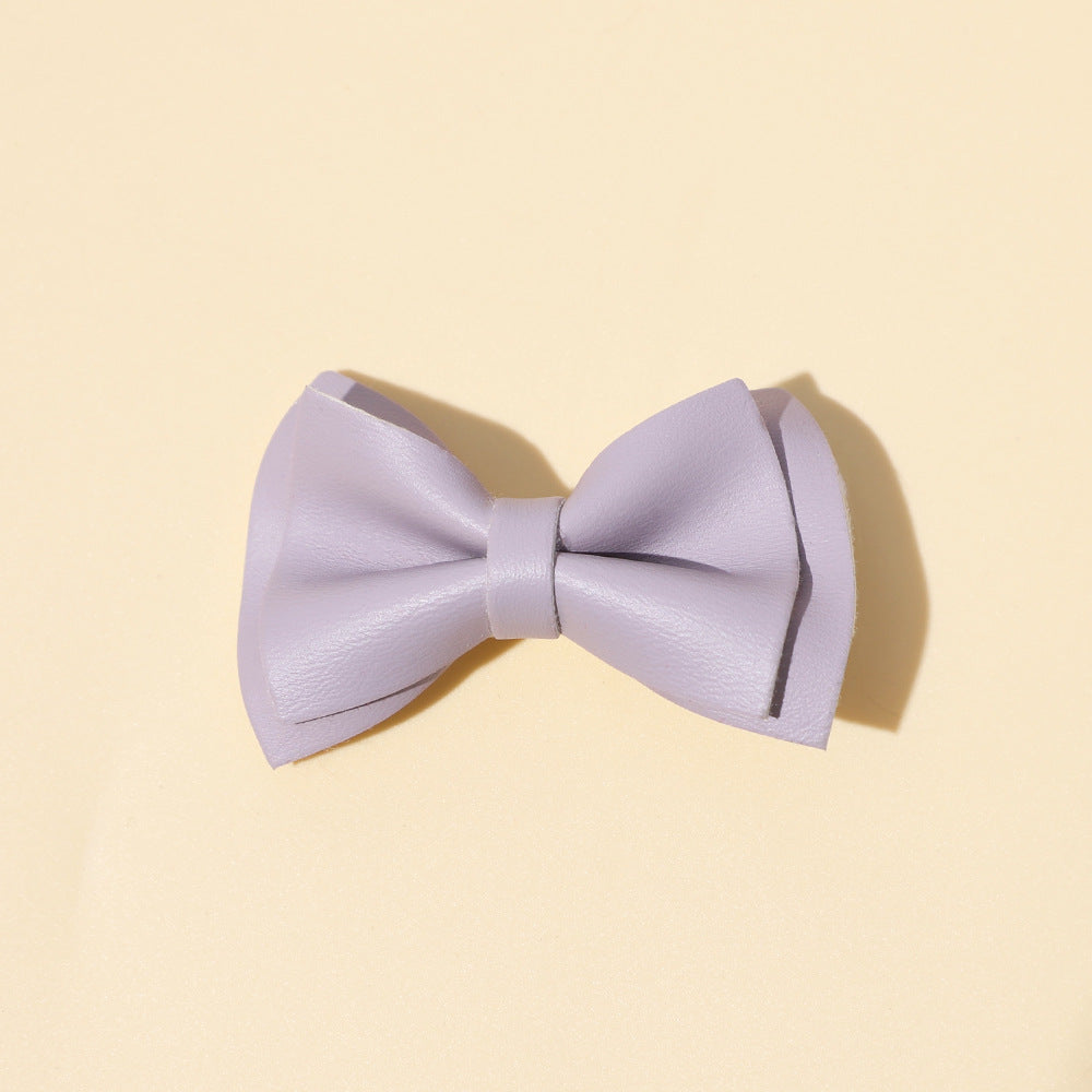 Girls Plain Solid Color Bow Tie Hair Clips Handmade Cloth Accessory-4