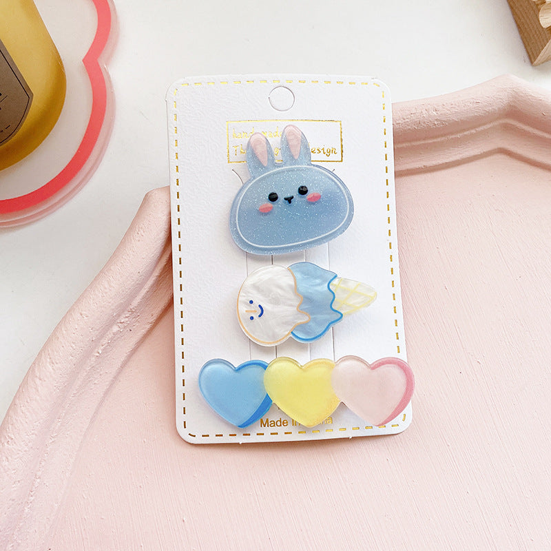 Children’s Cute Acrylic Small Animal Girl Heart Side Hairpin Hair Clips-2