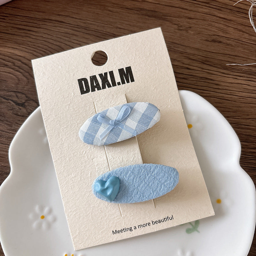 Collection of 2 Versatile Cute Butterfly-bow and Plaid Pattern Hair Clips-3