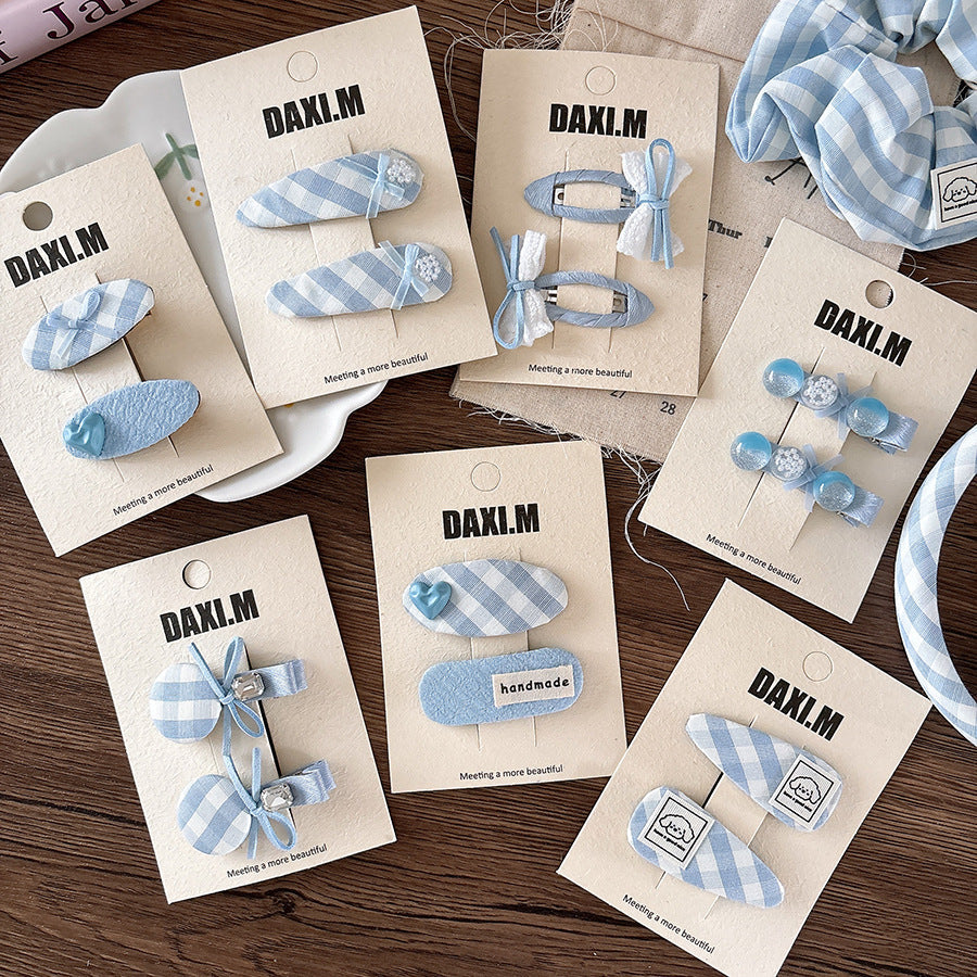 Collection of 2 Versatile Cute Butterfly-bow and Plaid Pattern Hair Clips-0
