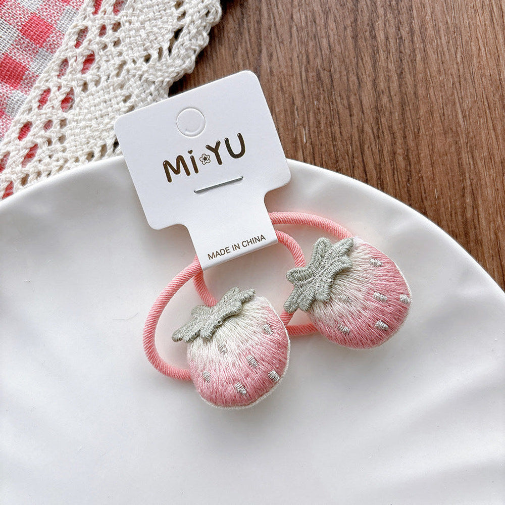 MyKids-USA® Collection of 2 Fruits Pattern Decorated Hair Clips and Hair Ties-3